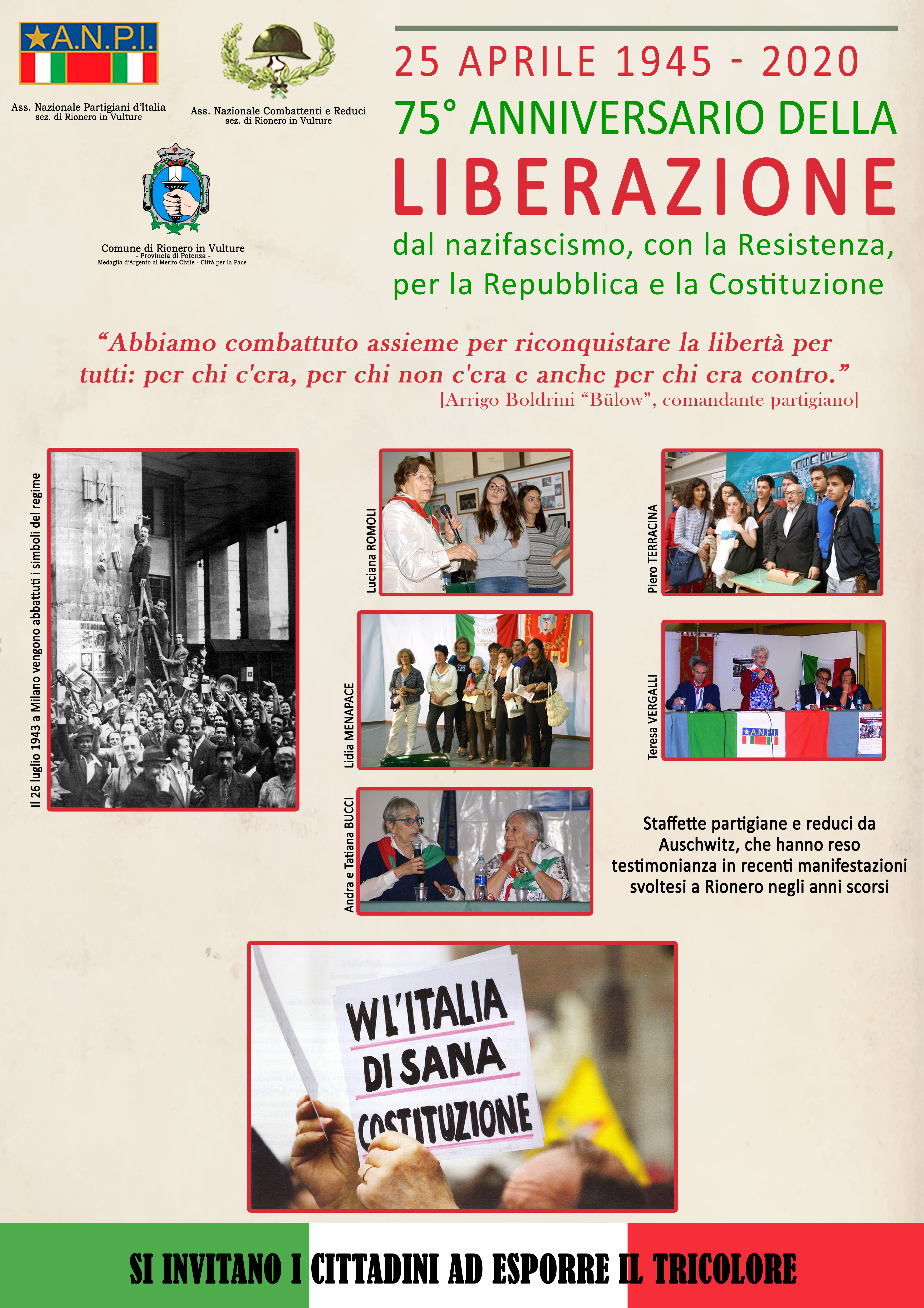 25 aprile 2020. 75° anniversario della Liberazione dell'Italia dal nazifascismo