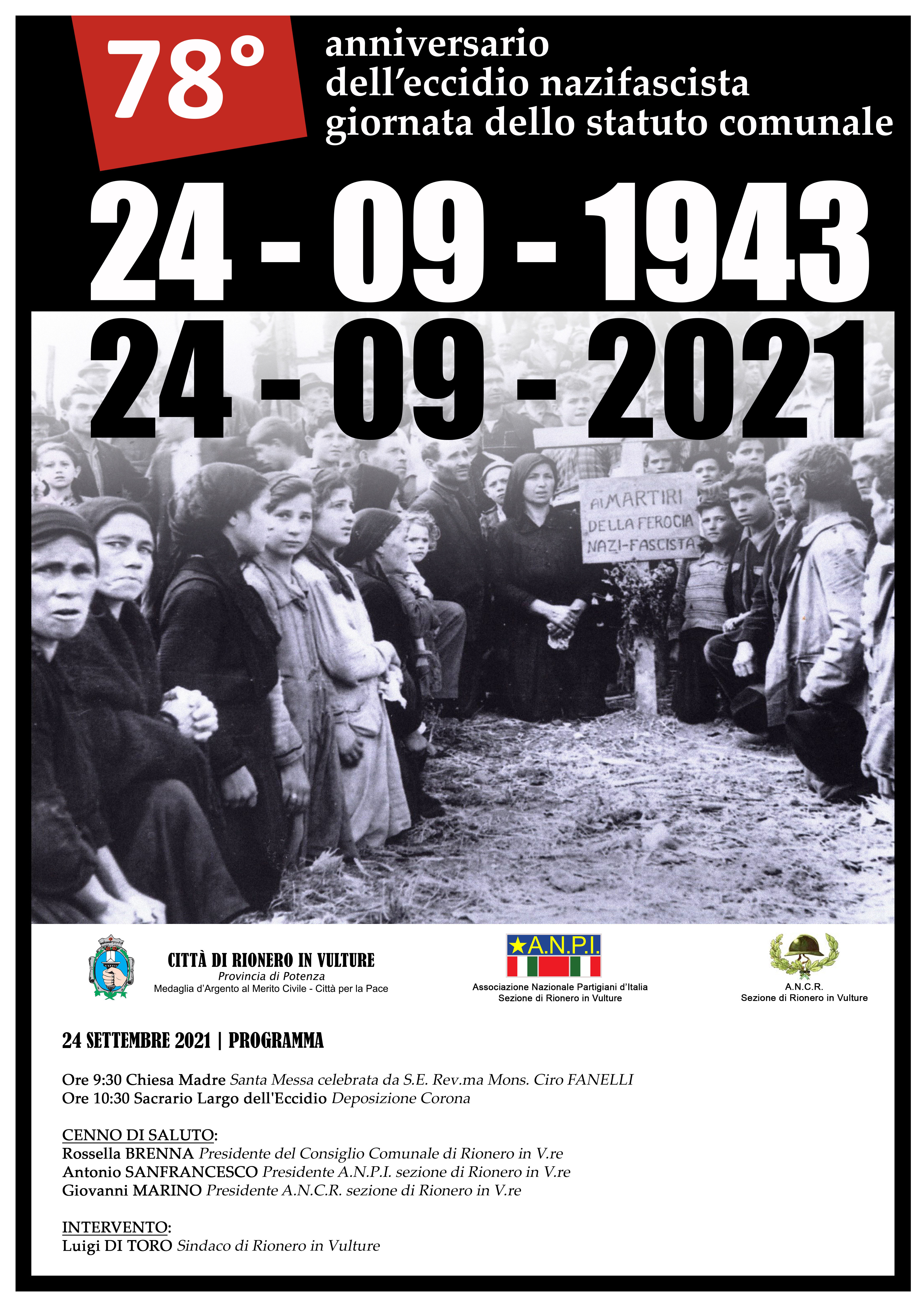 78° Anniversario dell'eccidio nazifascista - Giornata dello Statuto